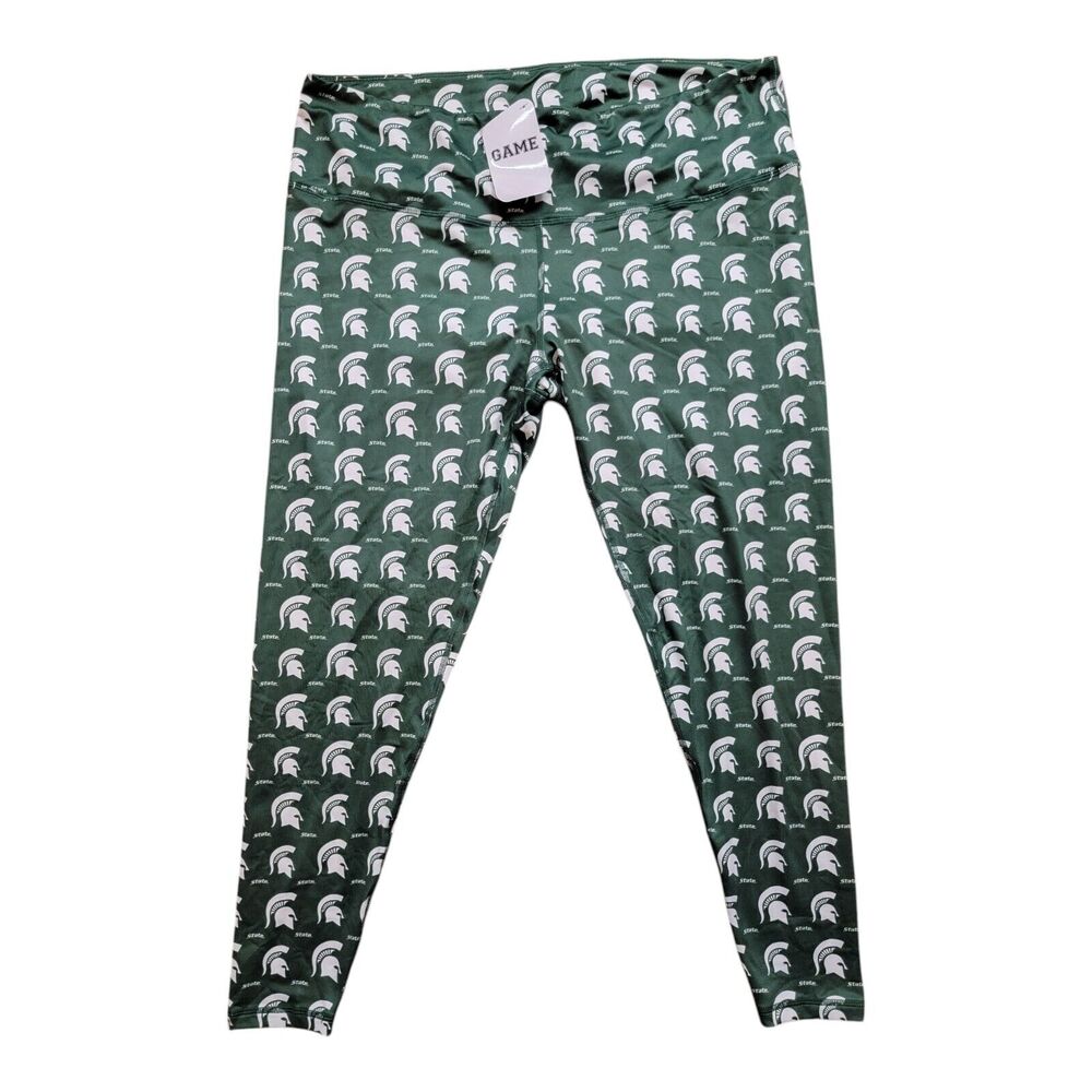 Michigan State Spartans Size 2XL School Logo Pajama Pants Green White New W/Tags